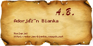 Adorján Bianka névjegykártya